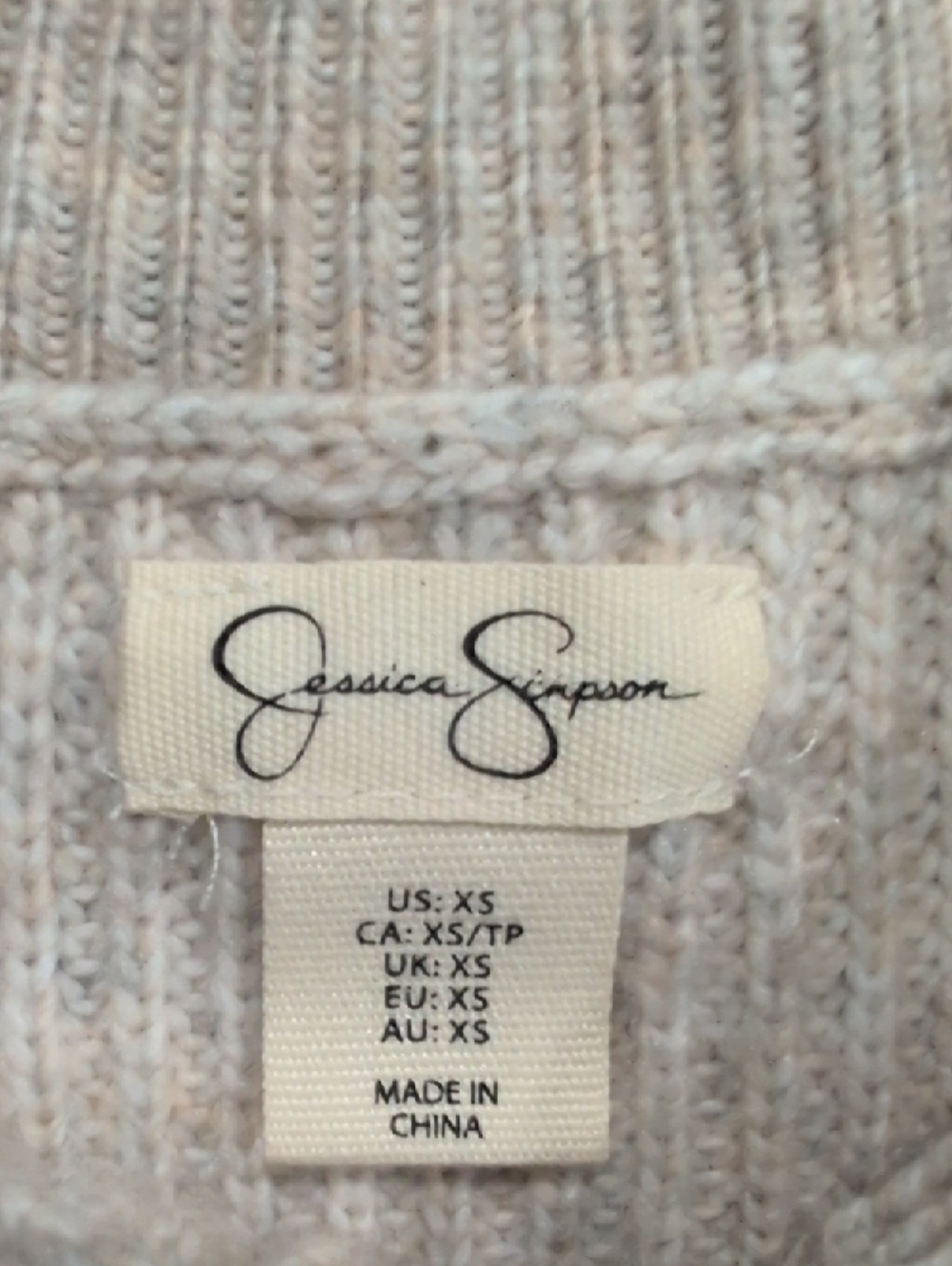Jessica Simpson Beige Ribbed Button-Front Cardigan Sweater - Picture 2 of 2